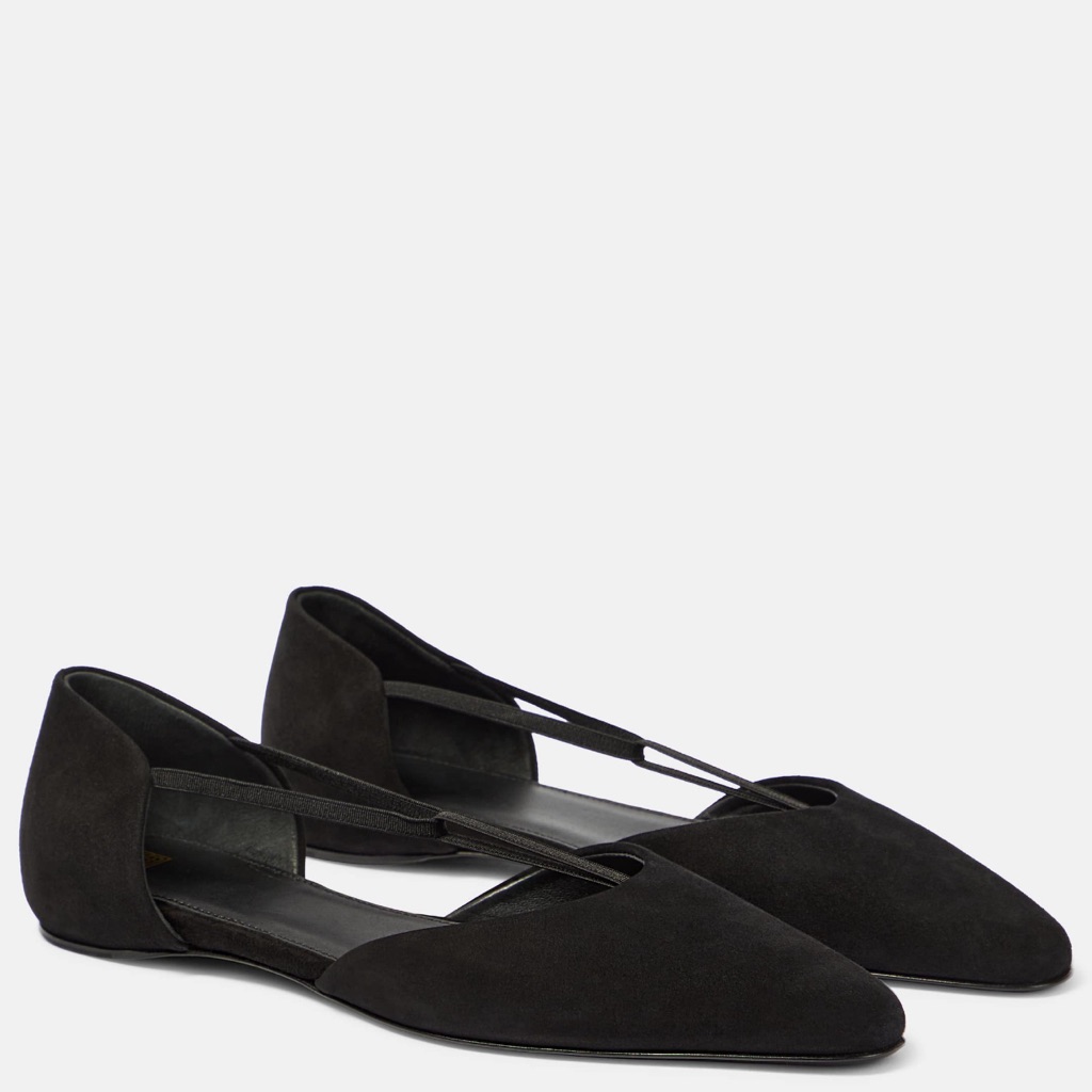 Toteme Women’s Black Flats T Strap Faille Size 36